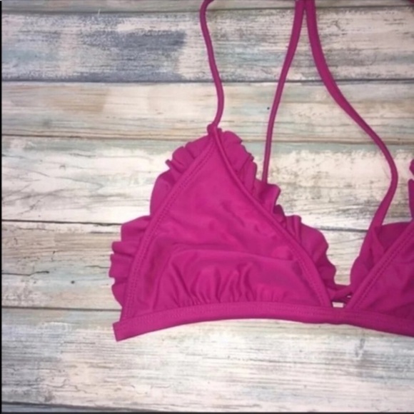 Xhilaration Magenta Ruffle Edge Bikini Top - Picture 2 of 3